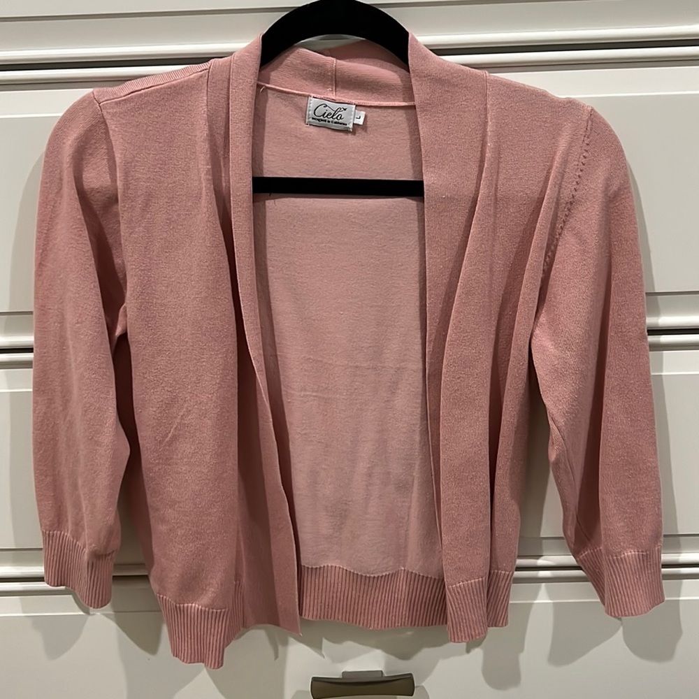 Cielo Women's Classic 3/4 Sleeve Open Front Cropped Cardigan